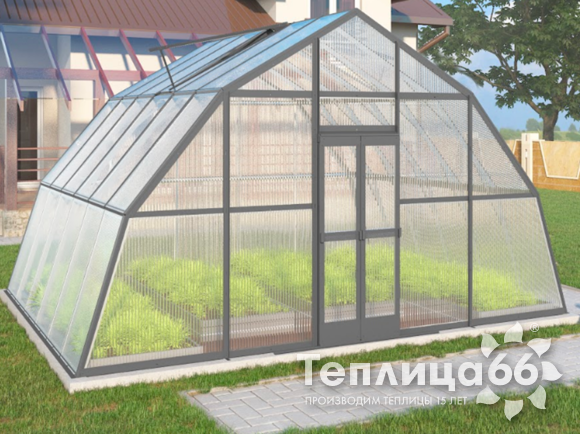 Теплица Рада Балхаш из поликарбоната, 5х4 метра, графитовая